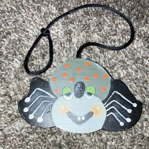 Hand Crafted Spider Ornament - Black, Gray, and Orange